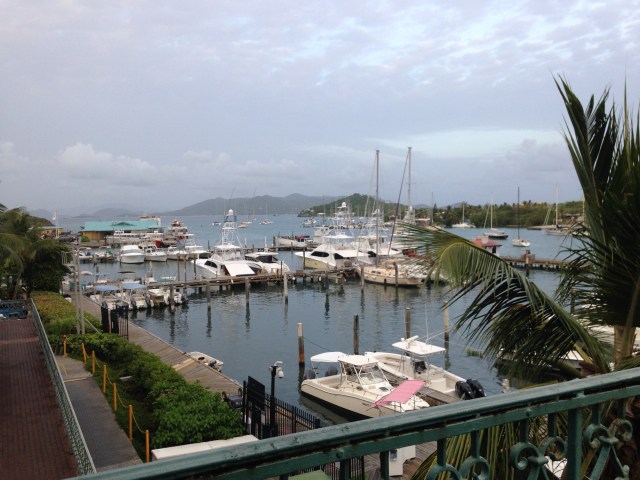 View of St. John and Tortola in the distance beyond the marina.