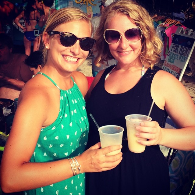 Enjoying fruity island drinks!