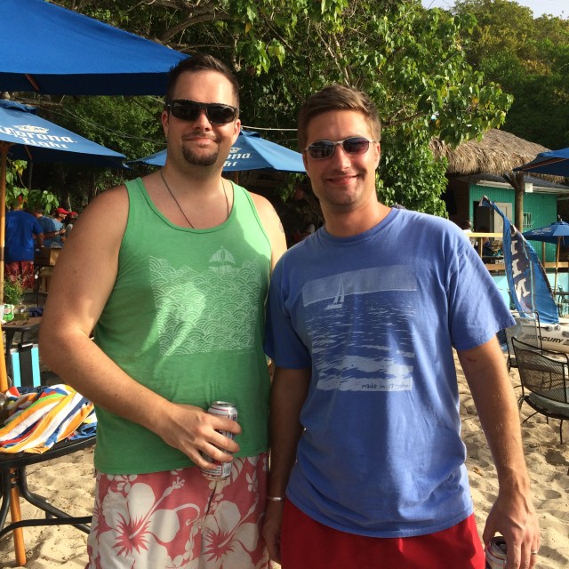 The dudes look good in their Made in St. John gear.