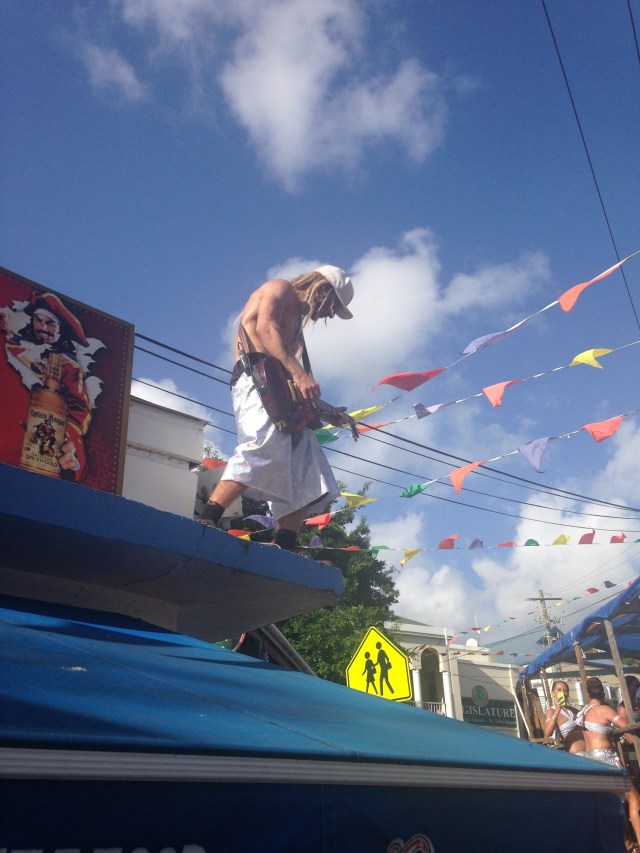 Oh you know, just a guy playing guitar. And yes, he did jump off the building into the crowd.