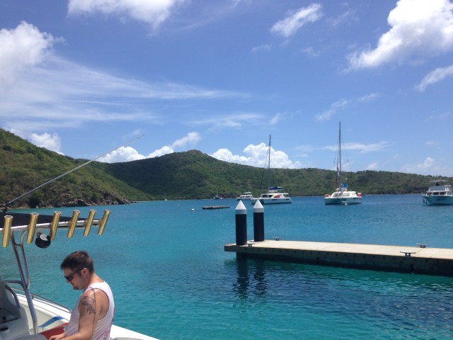 Pulling in at The Bight Bay, Norman Island, BVI