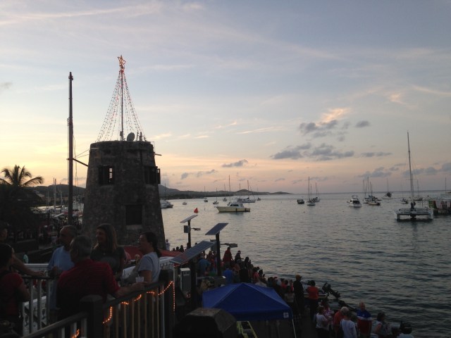 The STX boardwalk at sunset